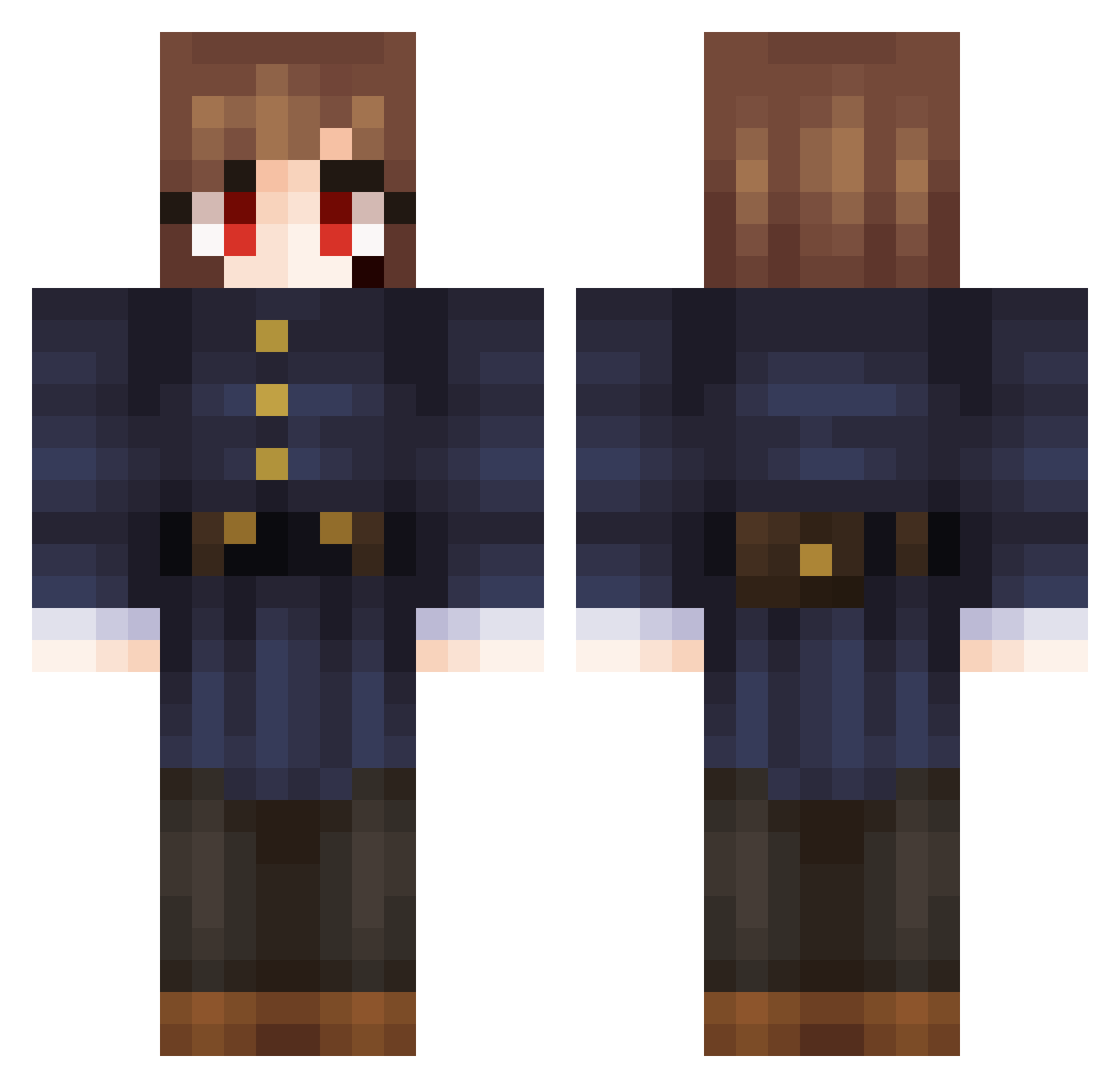 TheDysnomia Minecraft skin, front and back view