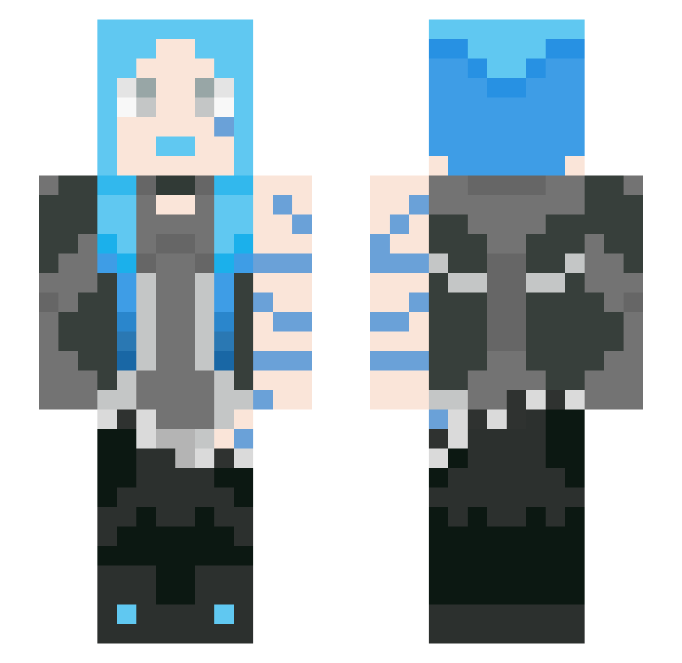 FIuffyPoro Minecraft skin, front and back view