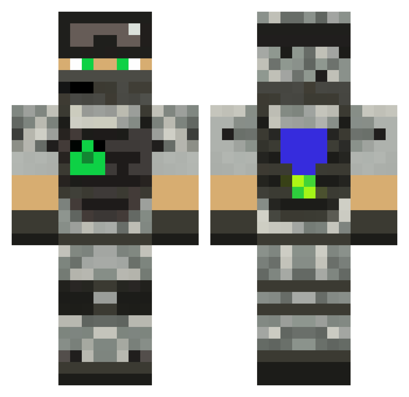 TAKERO_SURVIVED Minecraft skin, front and back view
