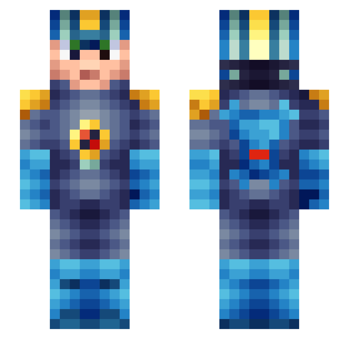 Mr_Oddyst Minecraft skin, front and back view