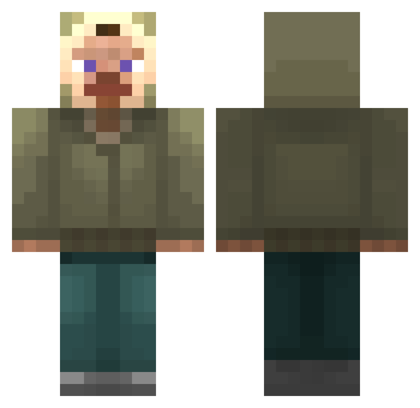 themadtad Minecraft skin, front and back view