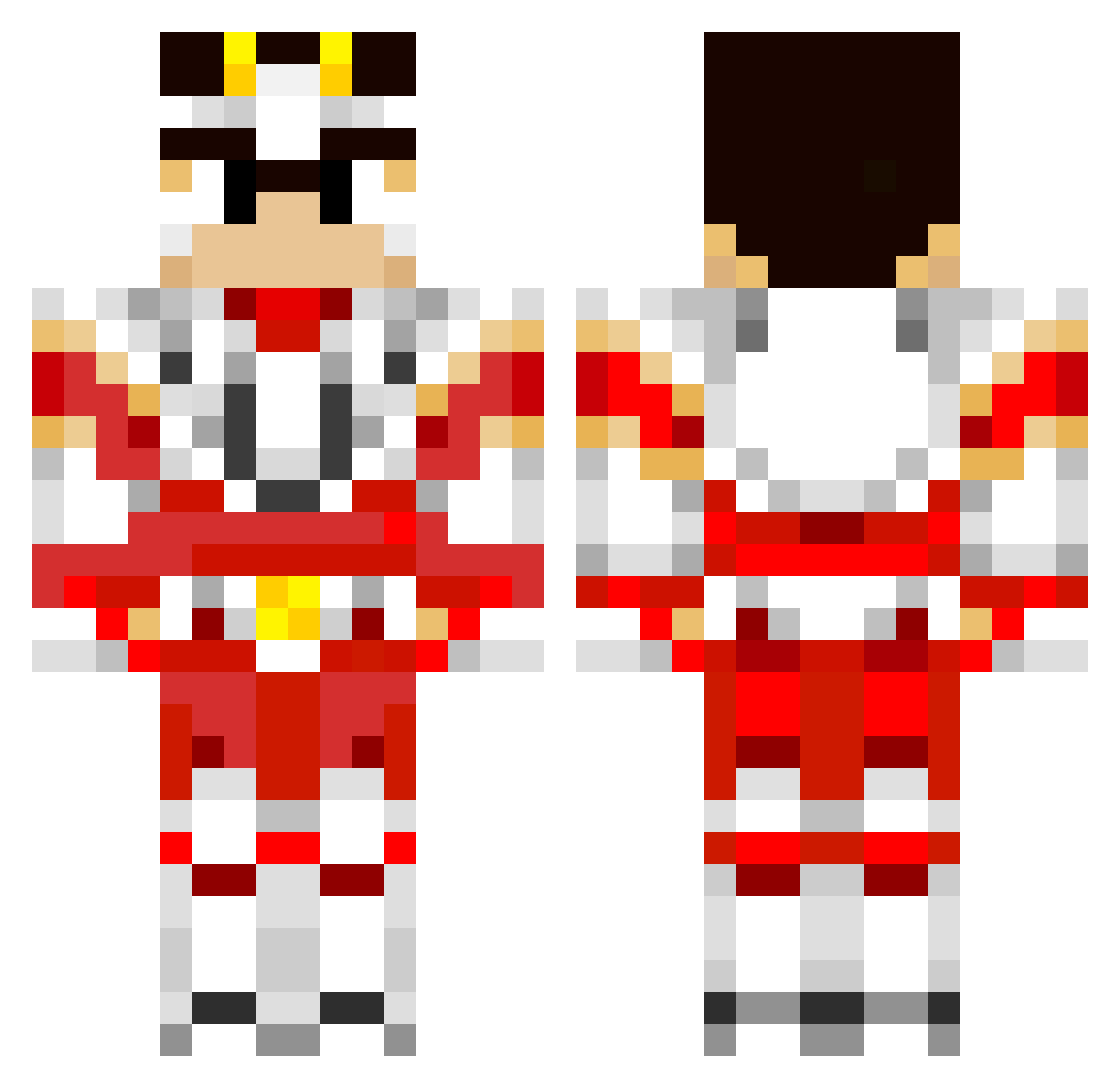 TigreBovino Minecraft skin, front and back view