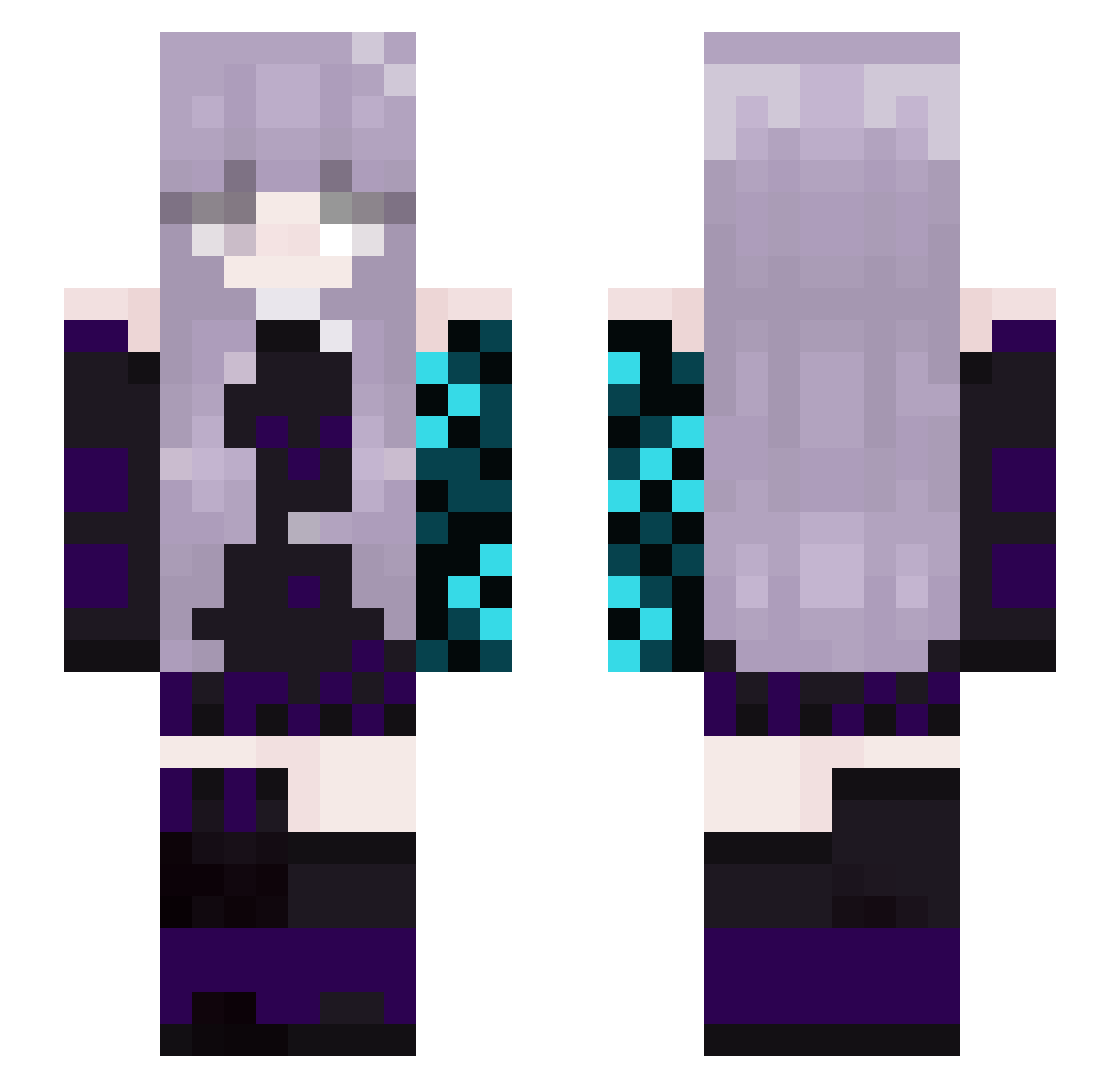 snowkatmc Minecraft skin, front and back view
