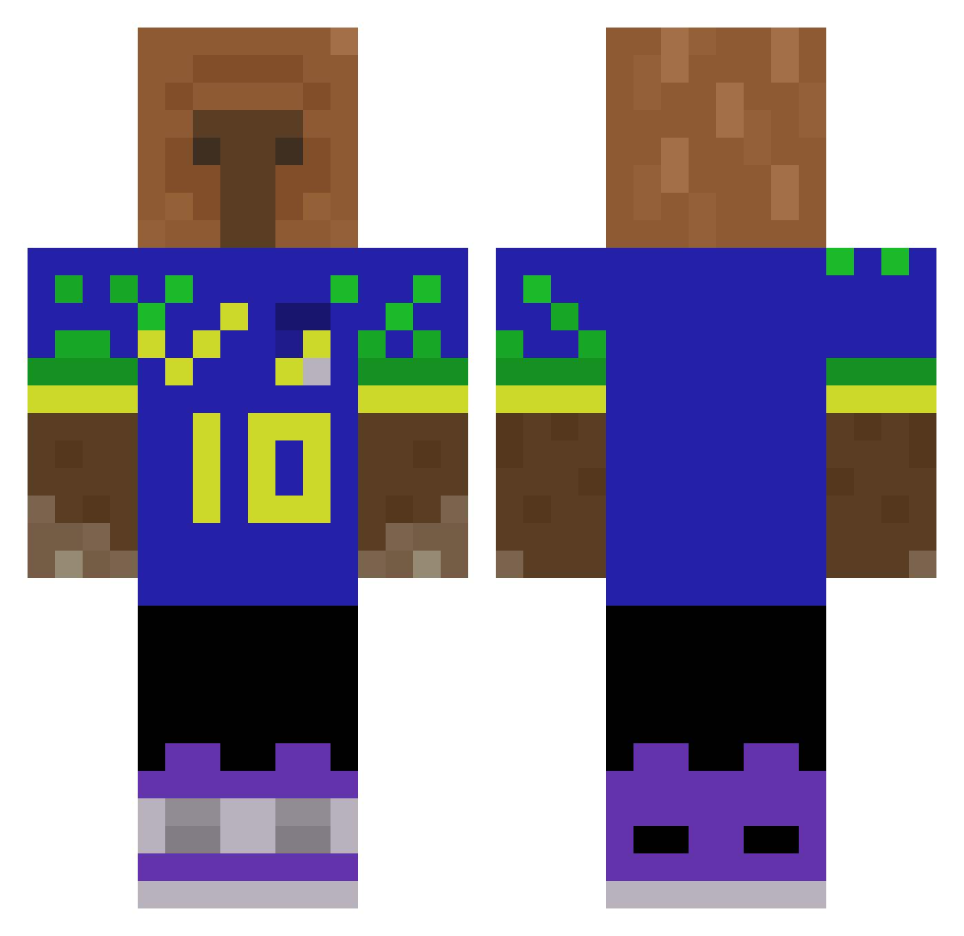 PedrexGamer Minecraft skin, front and back view