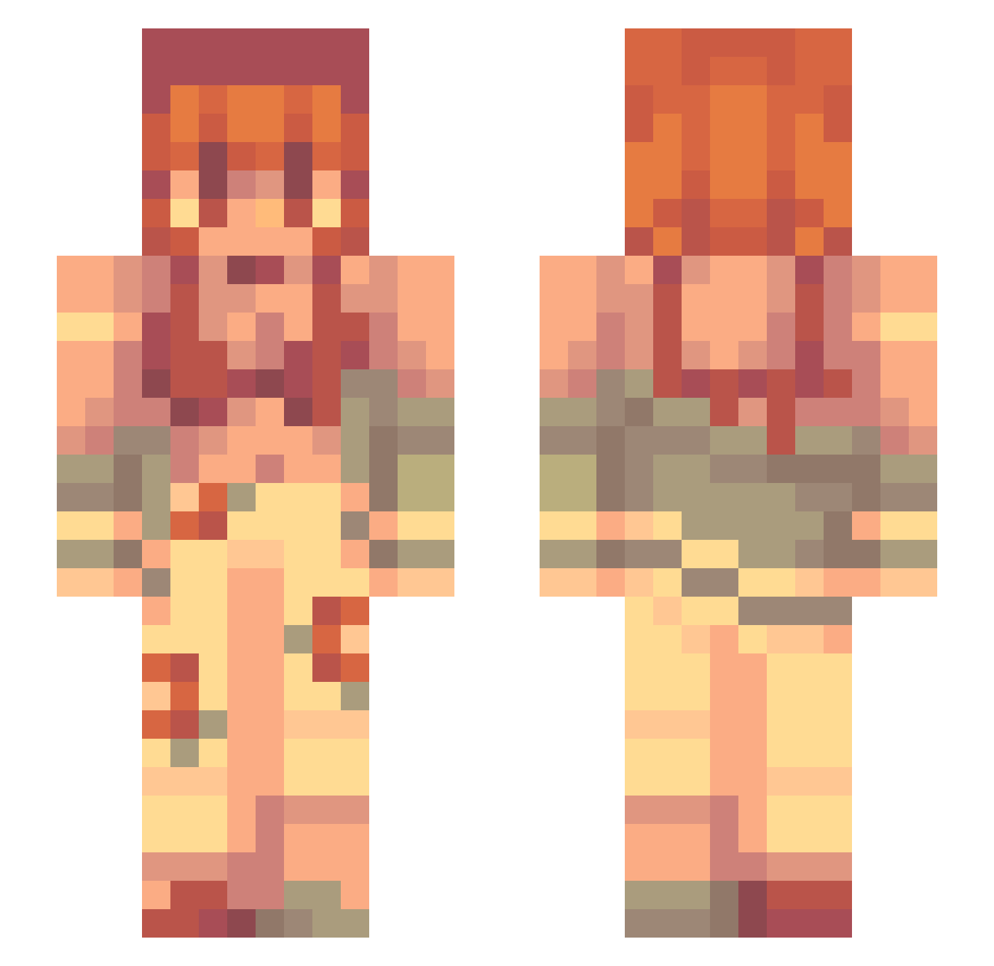 Gingey_Bread Minecraft skin, front and back view
