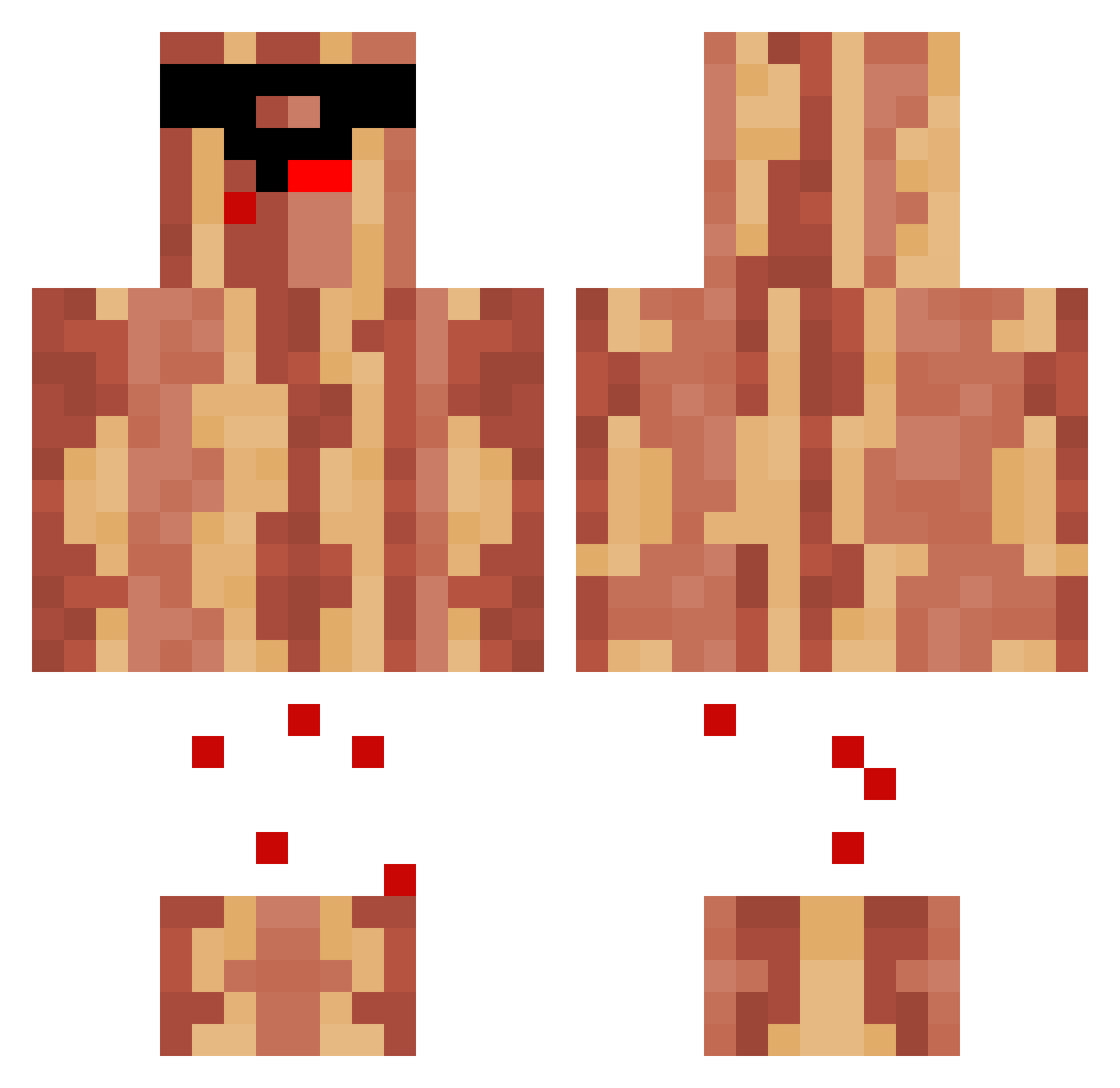 Baconator_V0RT3X Minecraft skin, front and back view
