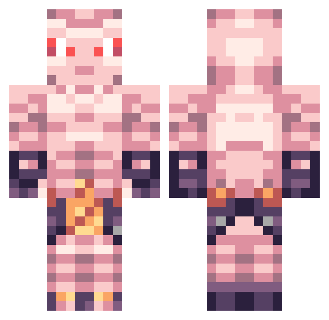 JhuanMC Minecraft skin, front and back view