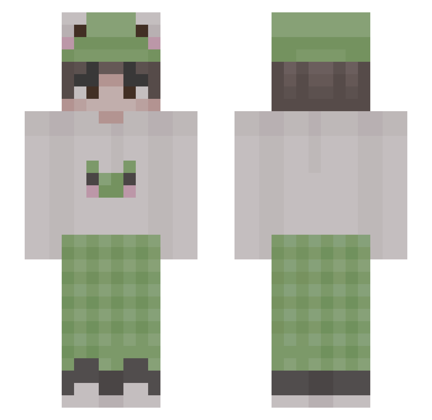 YizusRG Minecraft skin, front and back view