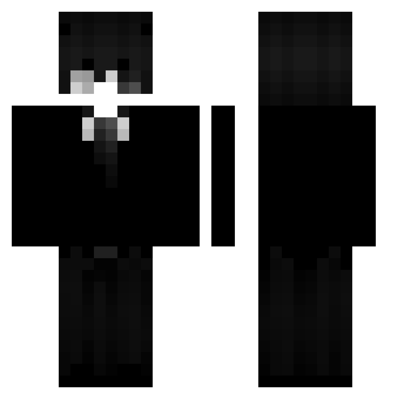 PanStrojek Minecraft skin, front and back view