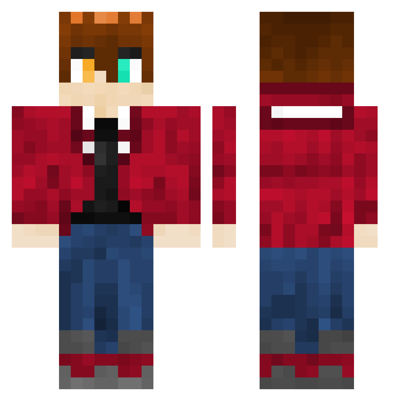 SevenF1re Minecraft skin, front and back view