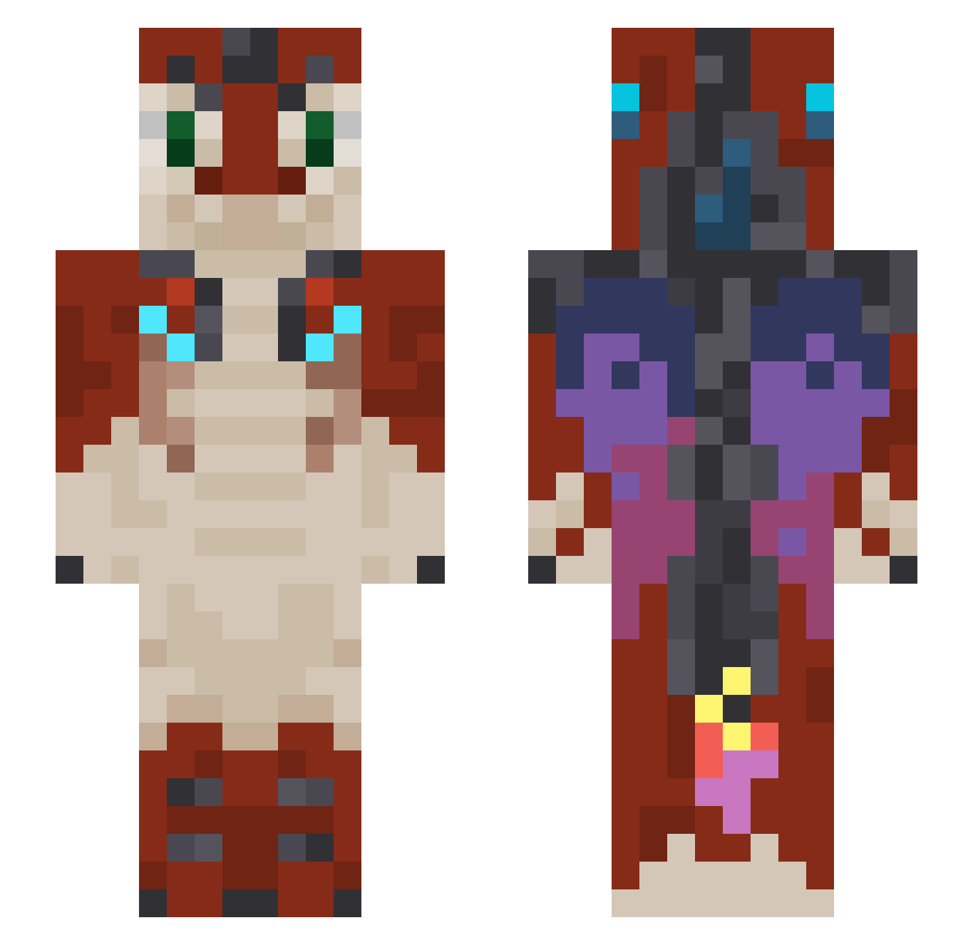 powpowpeww Minecraft skin, front and back view