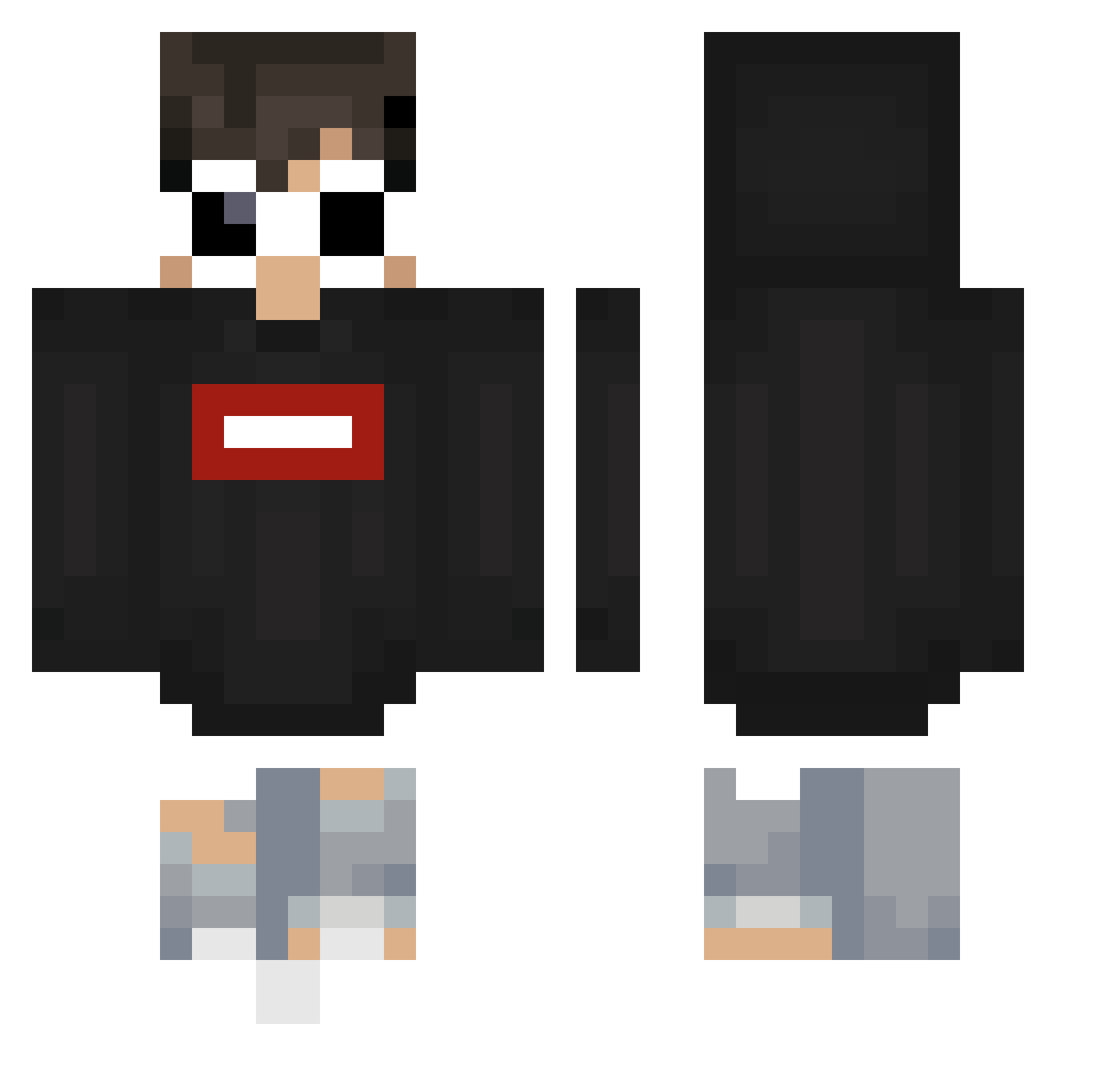 Vaporing Minecraft skin, front and back view