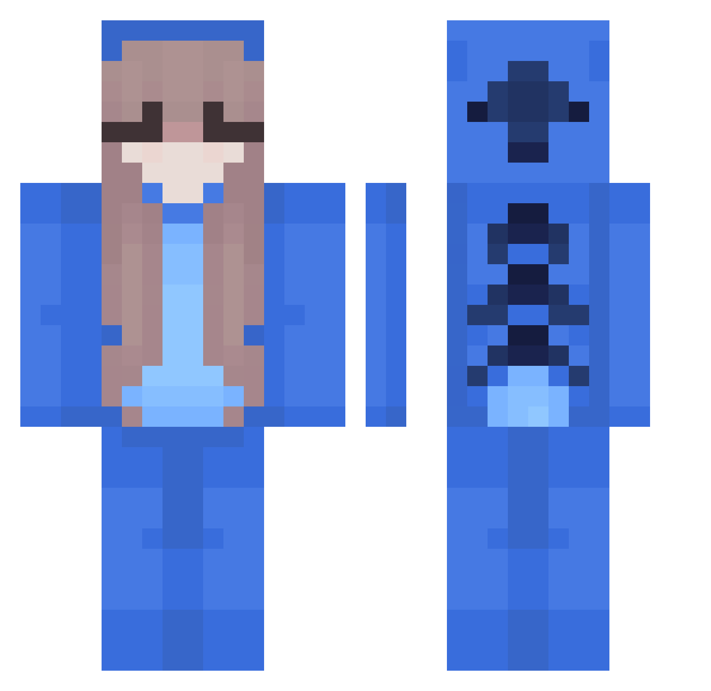 Weartyi Minecraft skin, front and back view