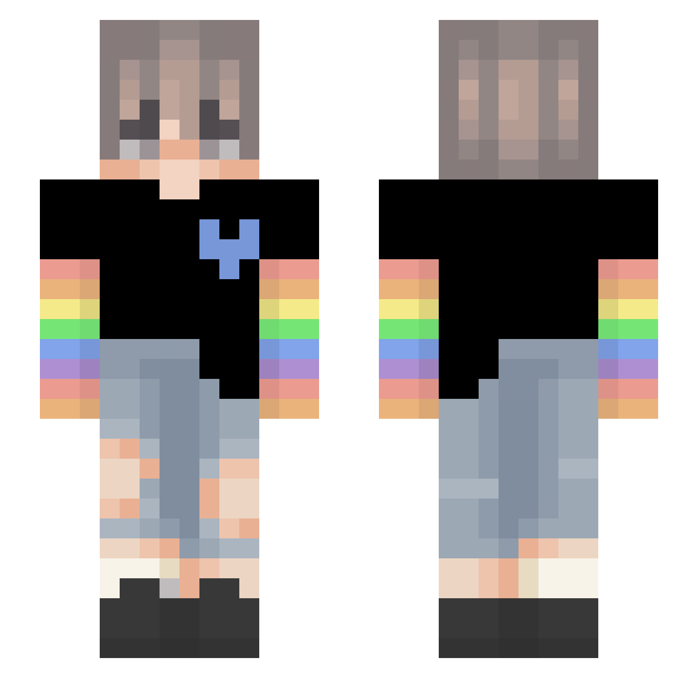 Lambonoot Minecraft skin, front and back view