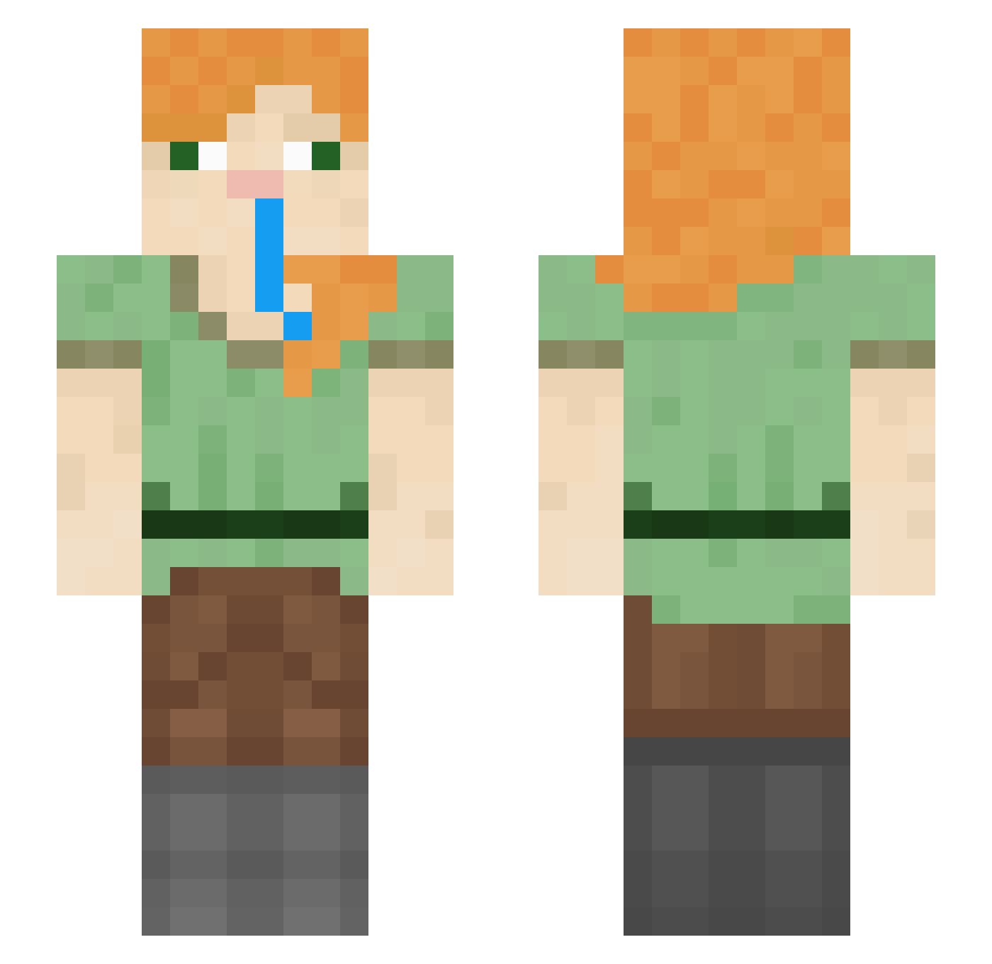 OnkelTobi Minecraft skin, front and back view