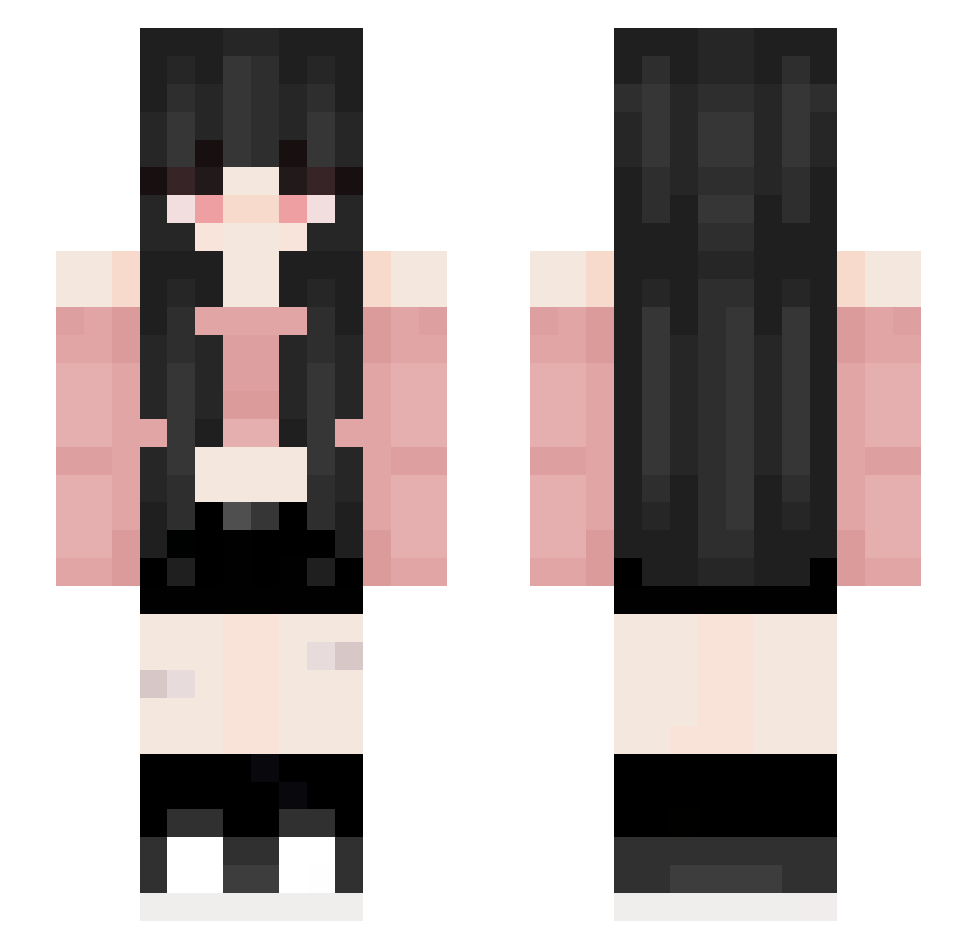 xoxoashe Minecraft skin, front and back view