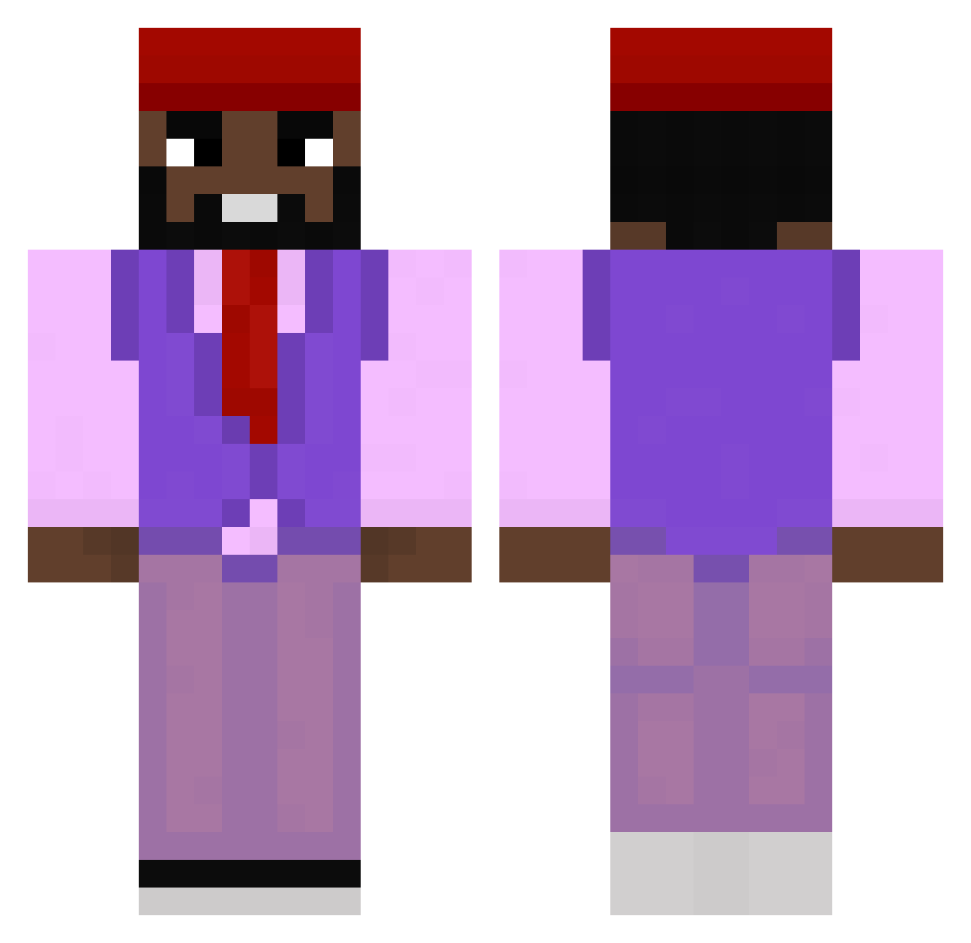 Mobostrayk Minecraft skin, front and back view