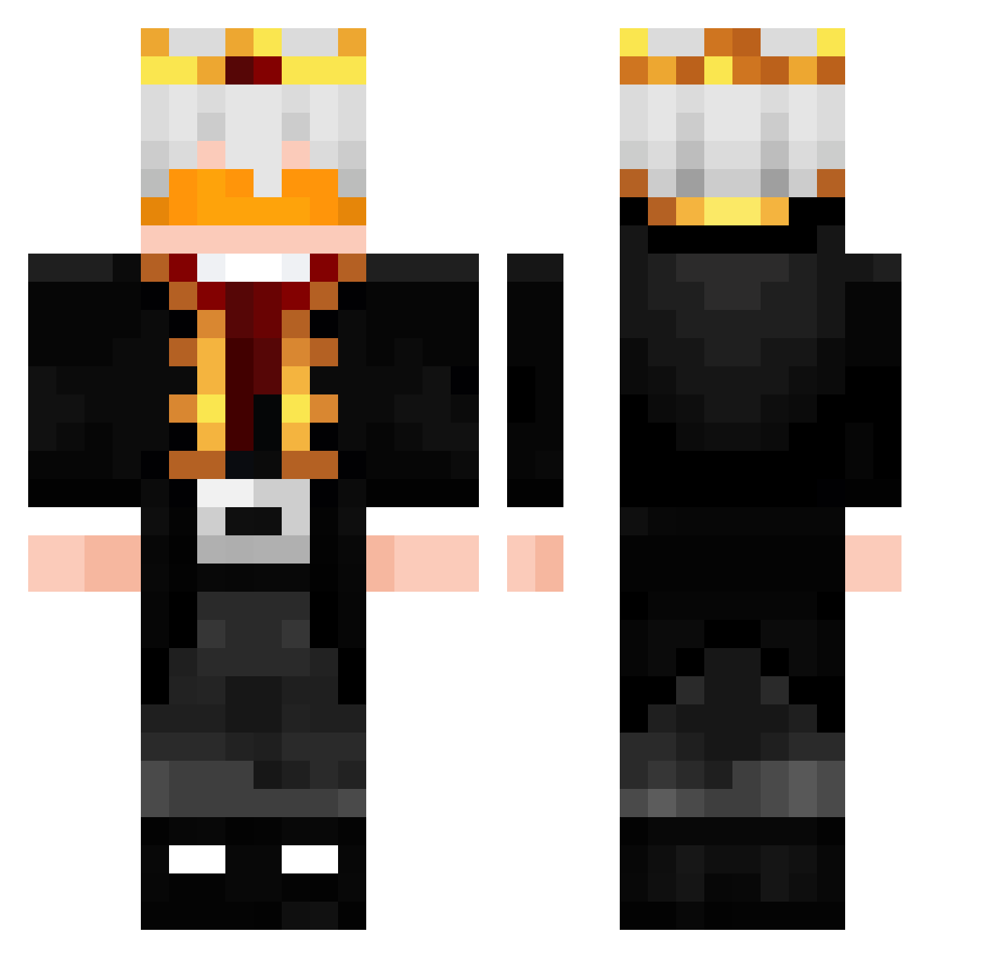 ZevikPlays Minecraft skin, front and back view