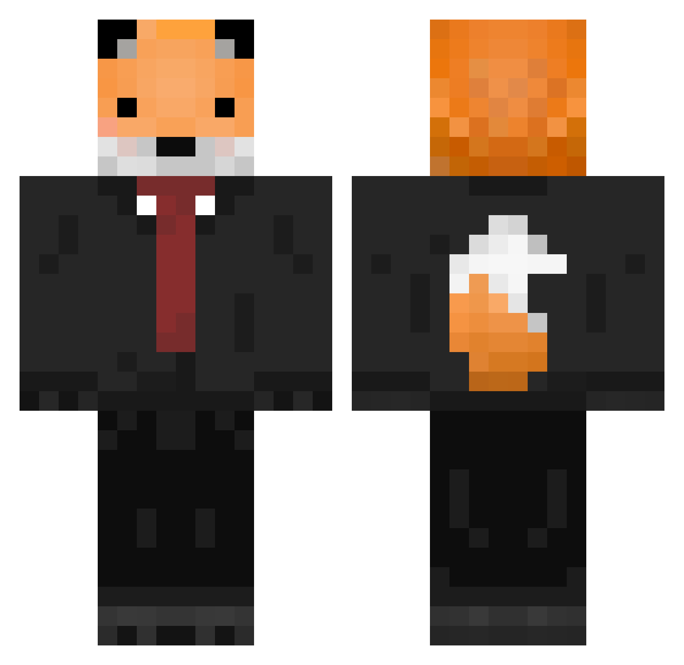 xylidine Minecraft skin, front and back view