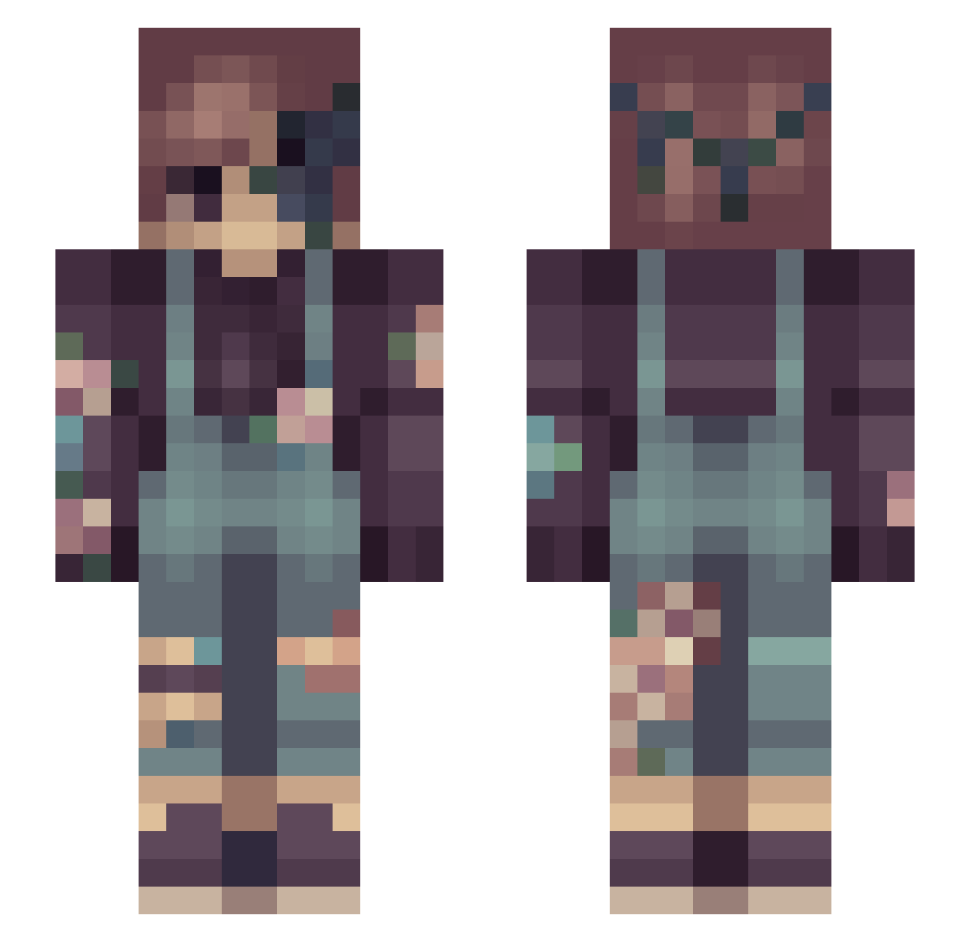 FallingExistence Minecraft skin, front and back view