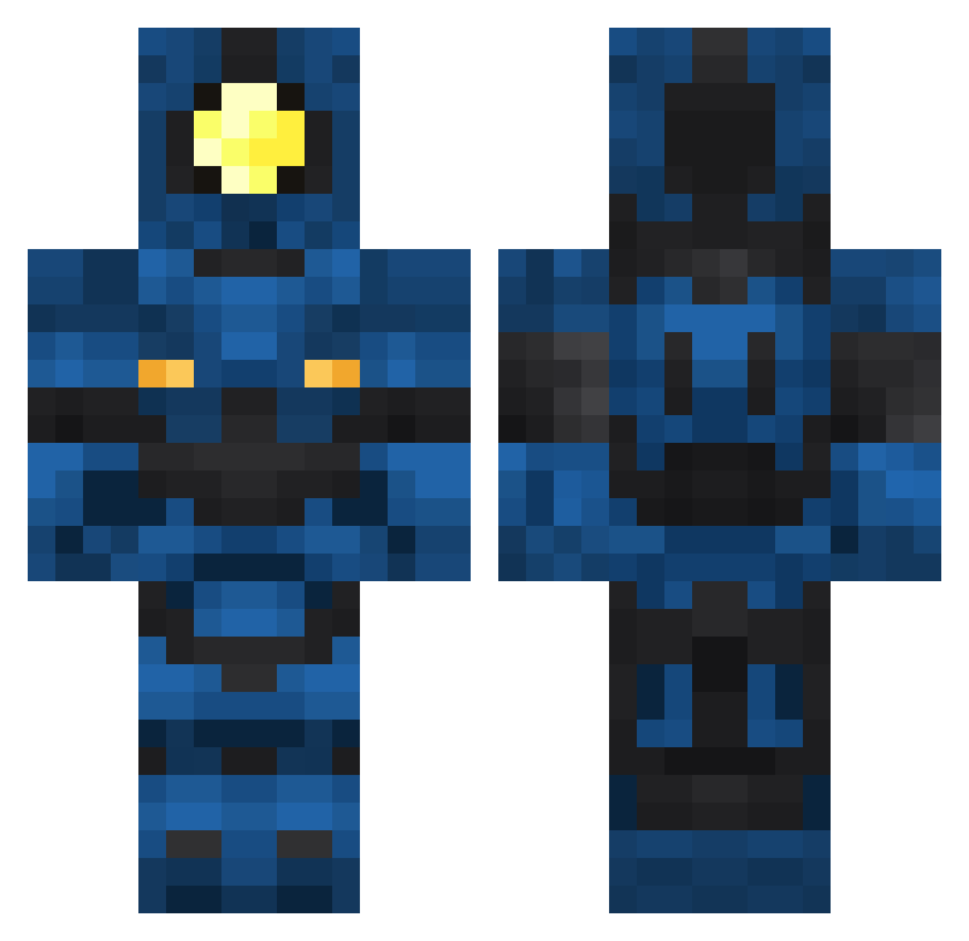 SuperBlaze1 Minecraft skin, front and back view