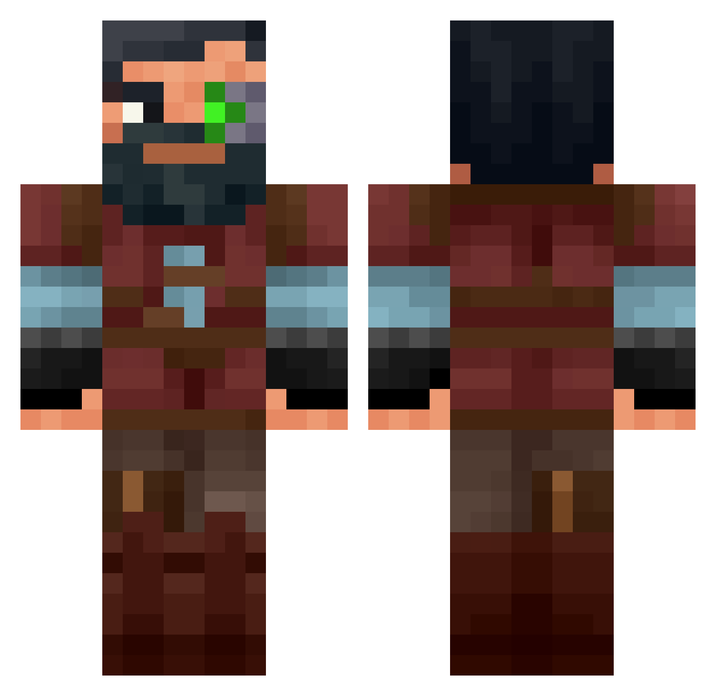 ursine Minecraft skin, front and back view