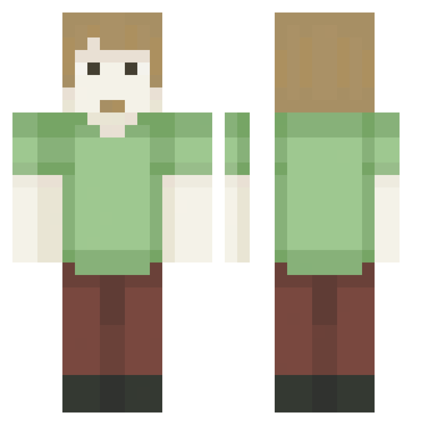 mochigang Minecraft skin, front and back view