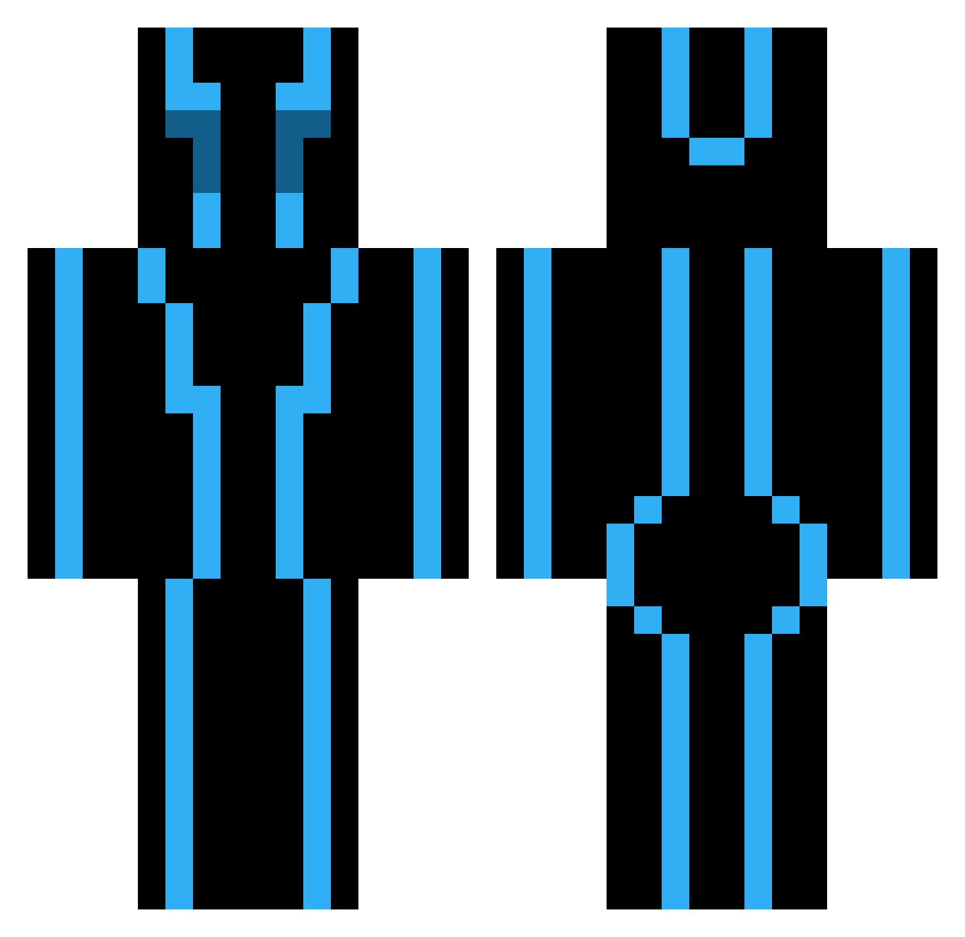 Zetashade Minecraft skin, front and back view