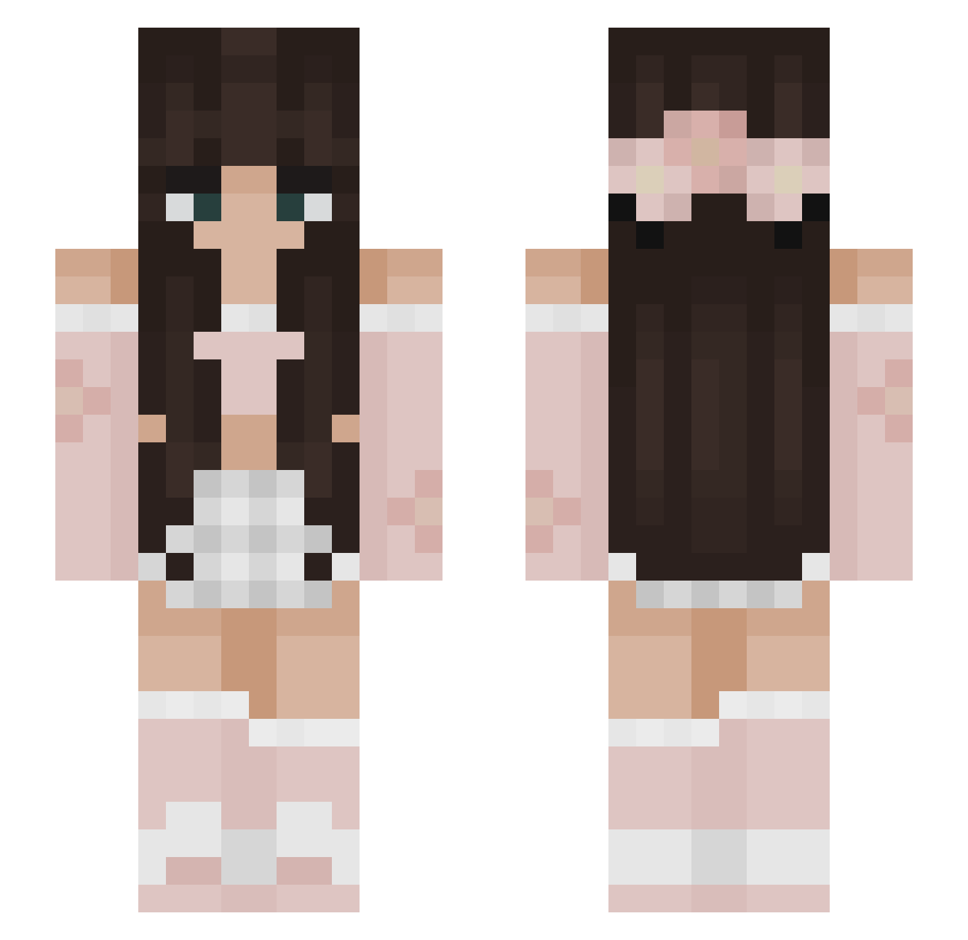 Savylene Minecraft skin, front and back view