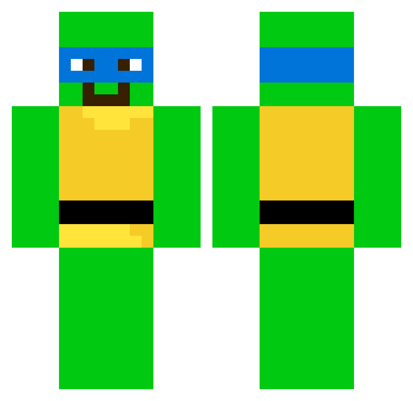 Overleven Minecraft skin, front and back view