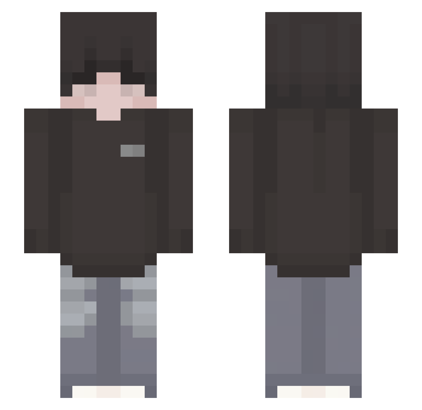 Zelkowy Minecraft skin, front and back view
