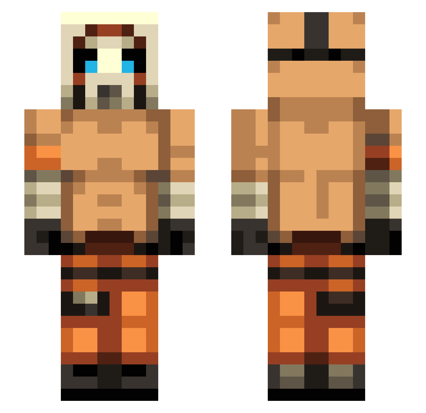 Sharkykun Minecraft skin, front and back view