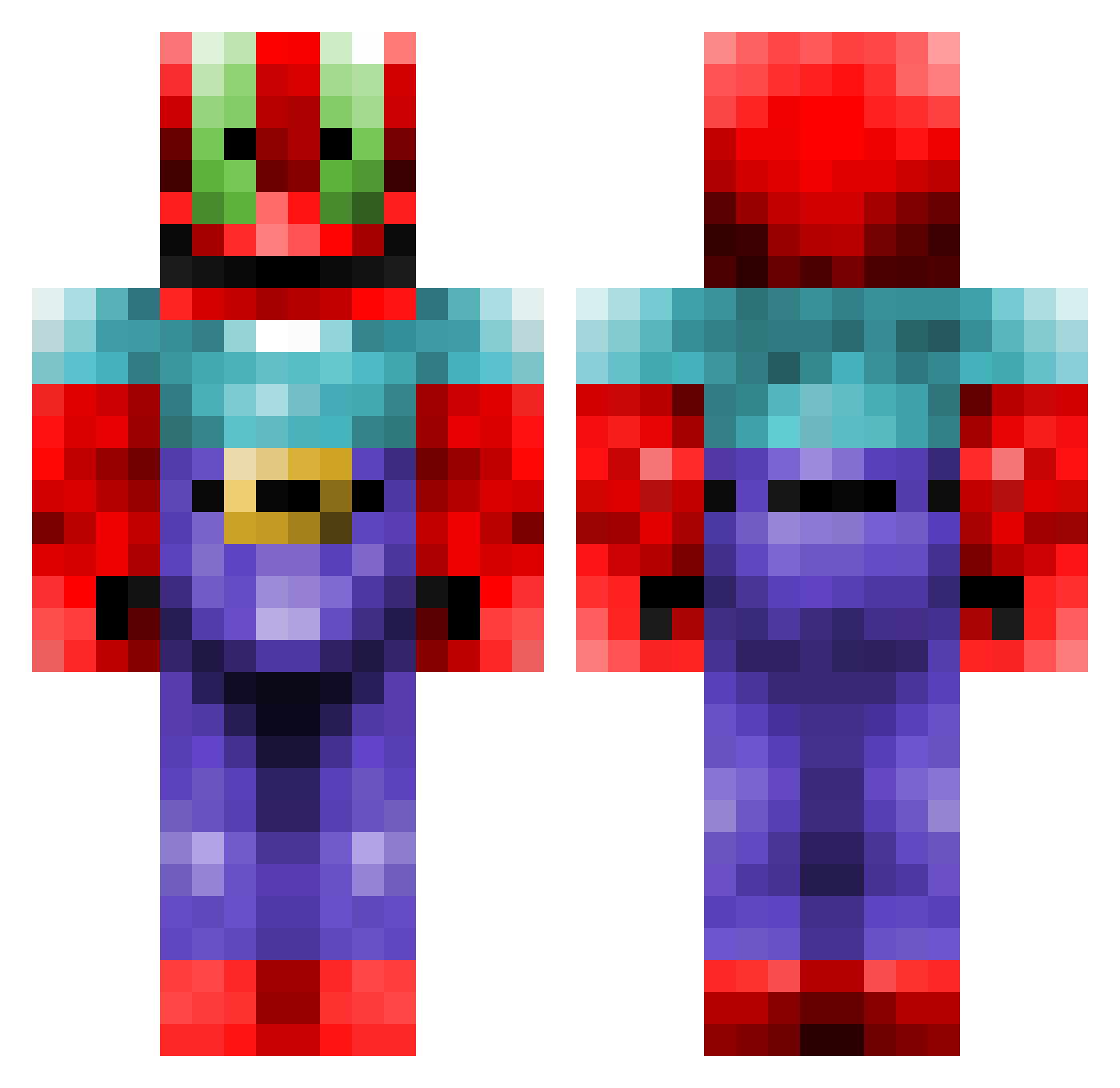 xeged Minecraft skin, front and back view