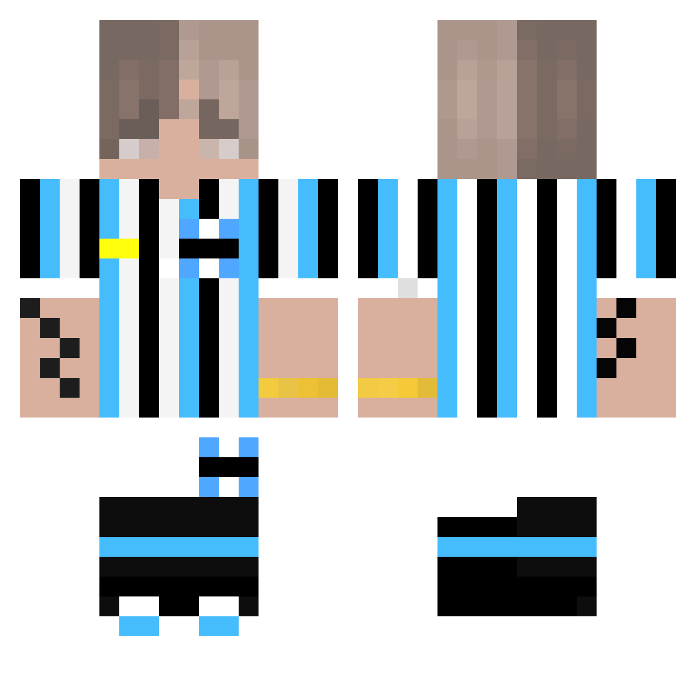 SpetzML Minecraft skin, front and back view