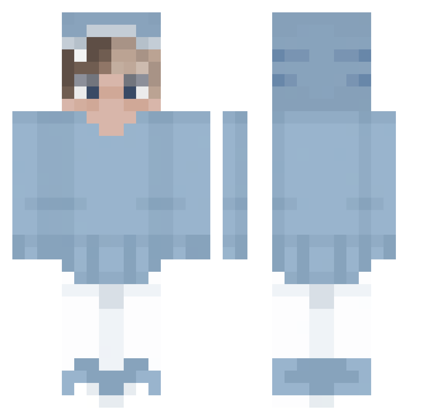 Pixelhaze69 Minecraft skin, front and back view