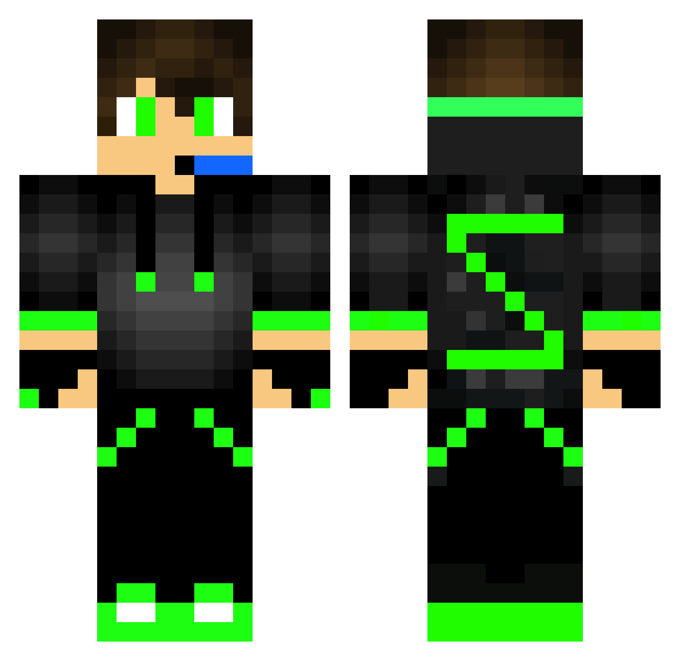 MasterTNT25 Minecraft skin, front and back view