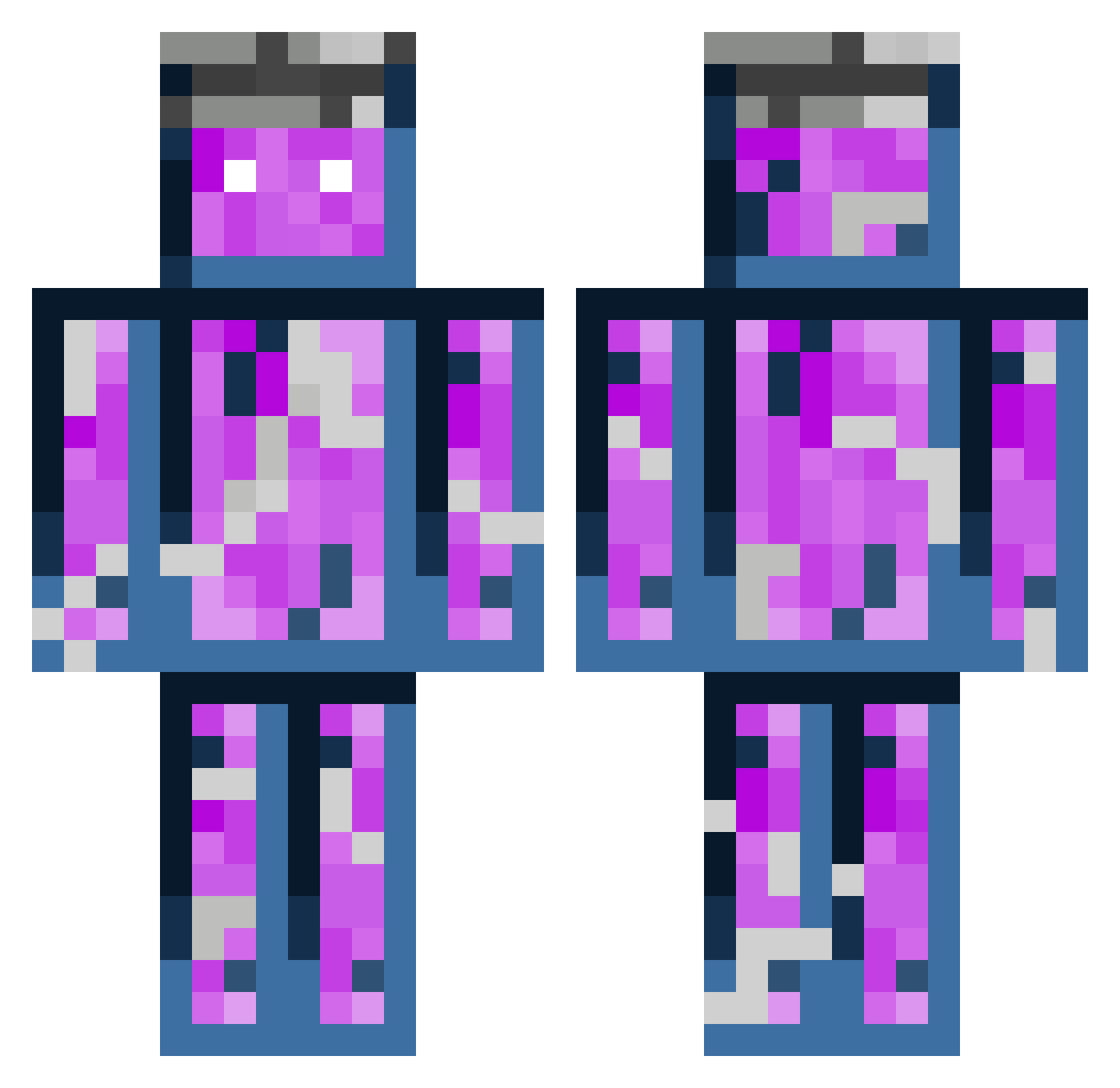 Zecros9 Minecraft skin, front and back view