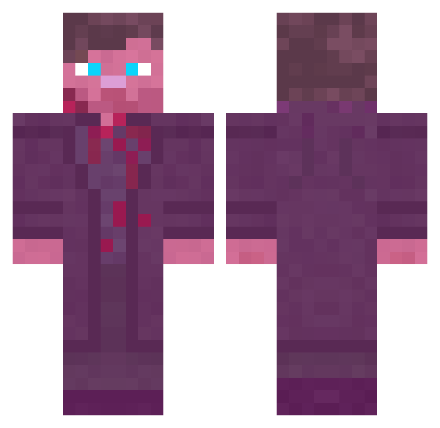 wispq Minecraft skin, front and back view