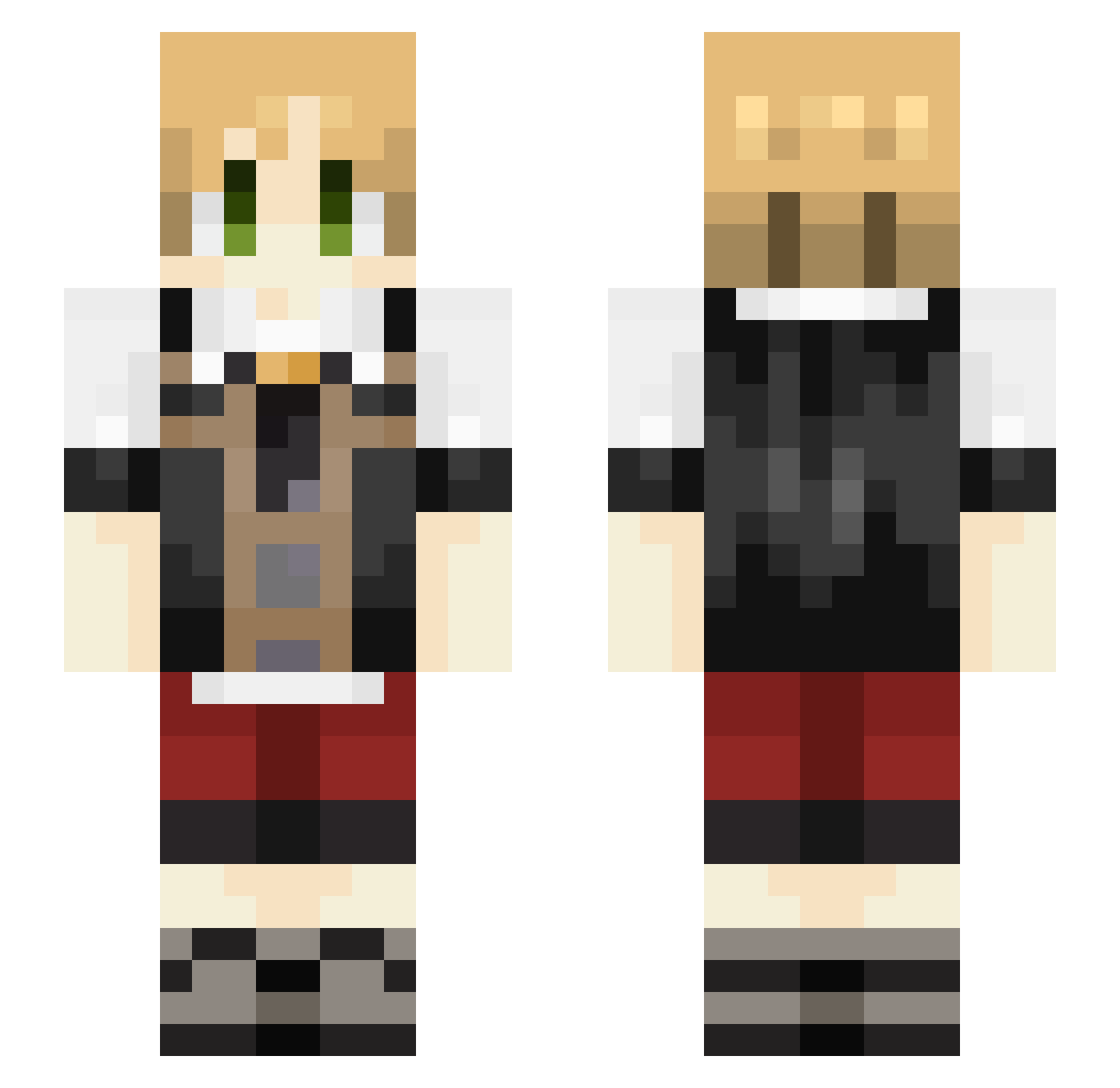 Shirohe Minecraft skin, front and back view