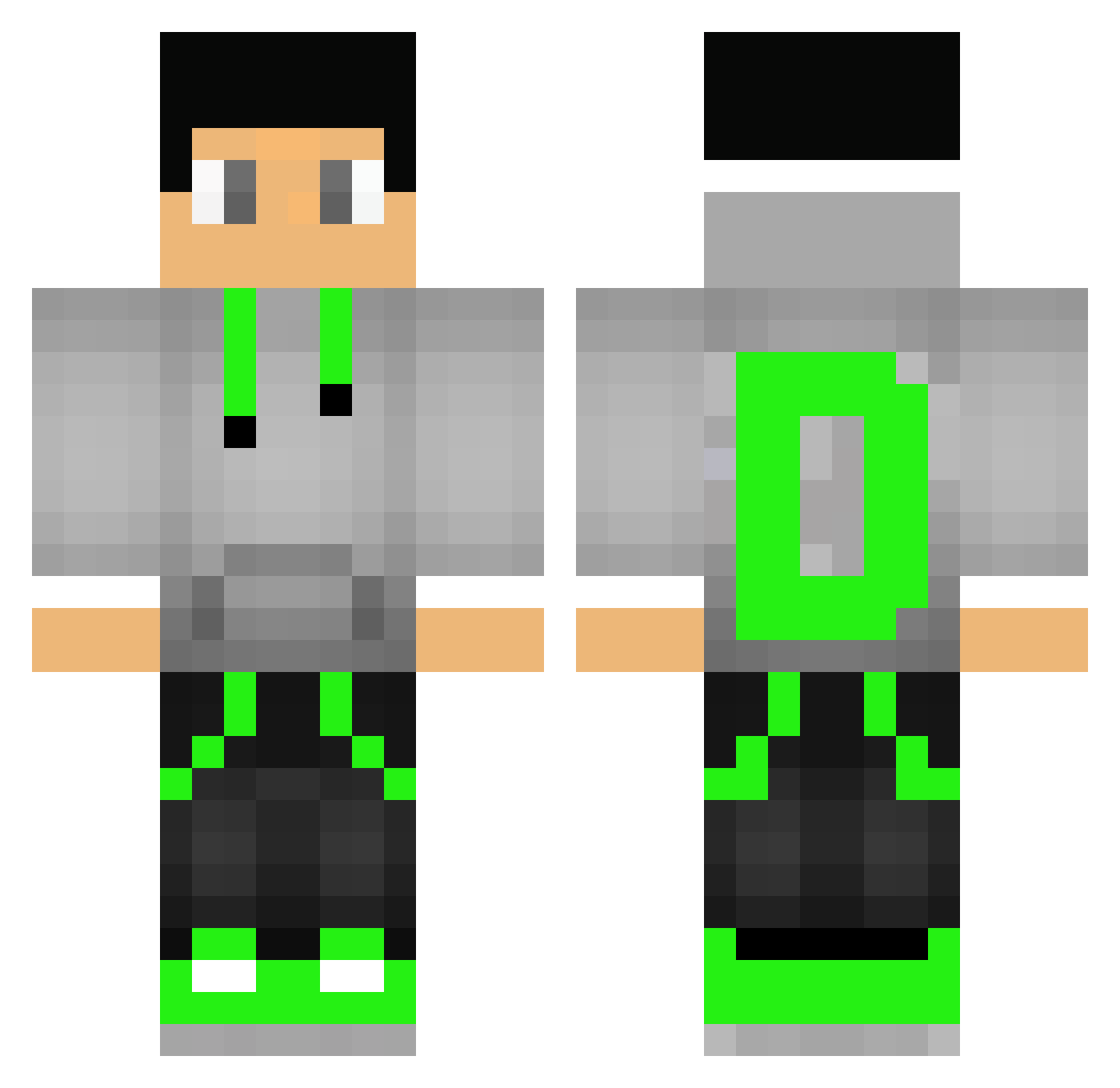 Tests Minecraft skin, front and back view