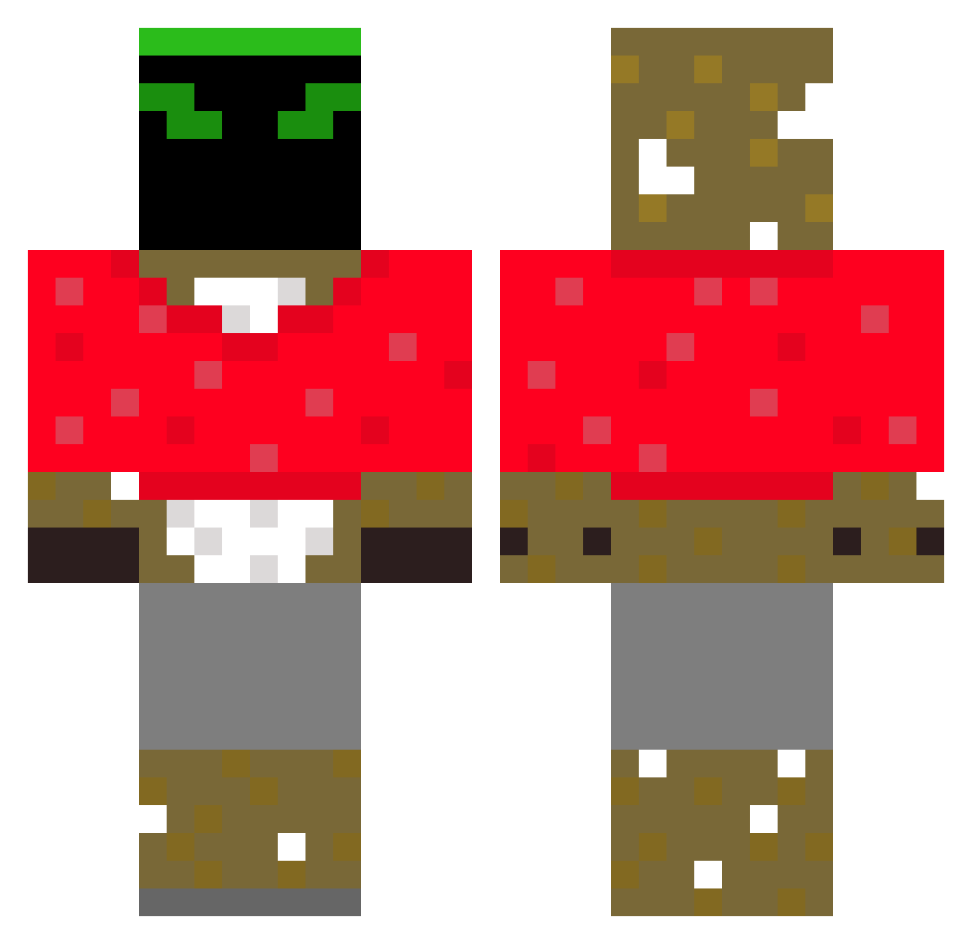 Derfbngg Minecraft skin, front and back view