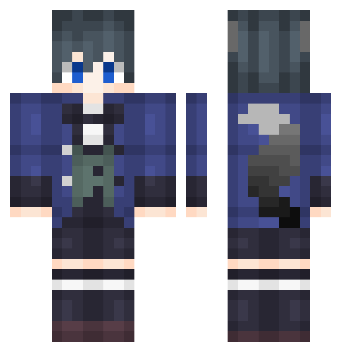 Substraction Minecraft skin, front and back view
