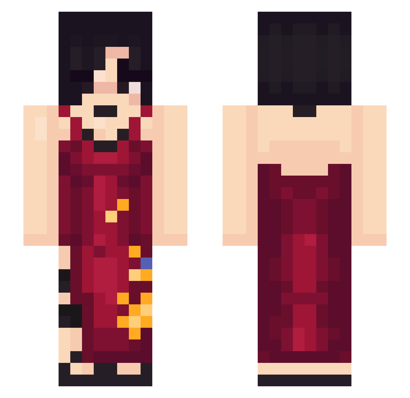 R0KSY Minecraft skin, front and back view