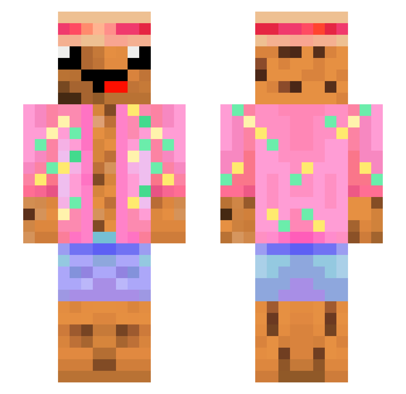Feuerflaemmer Minecraft skin, front and back view