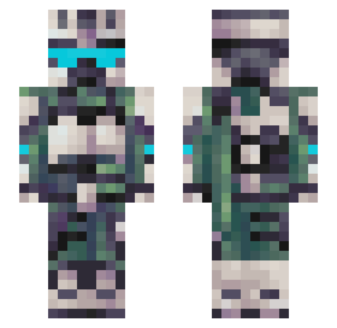 lowkirknuinely Minecraft skin, front and back view
