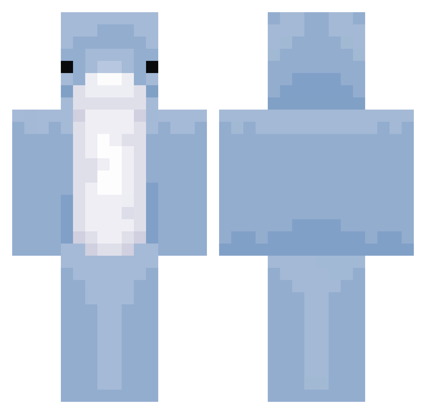 CRwhale Minecraft skin, front and back view