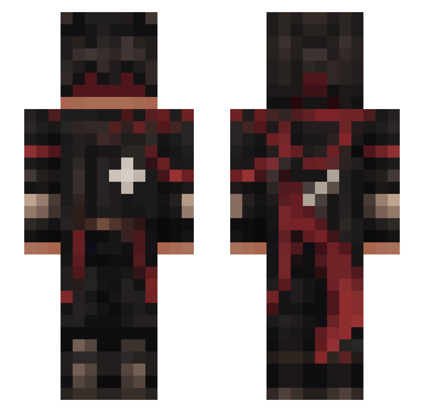PyreFray Minecraft skin, front and back view