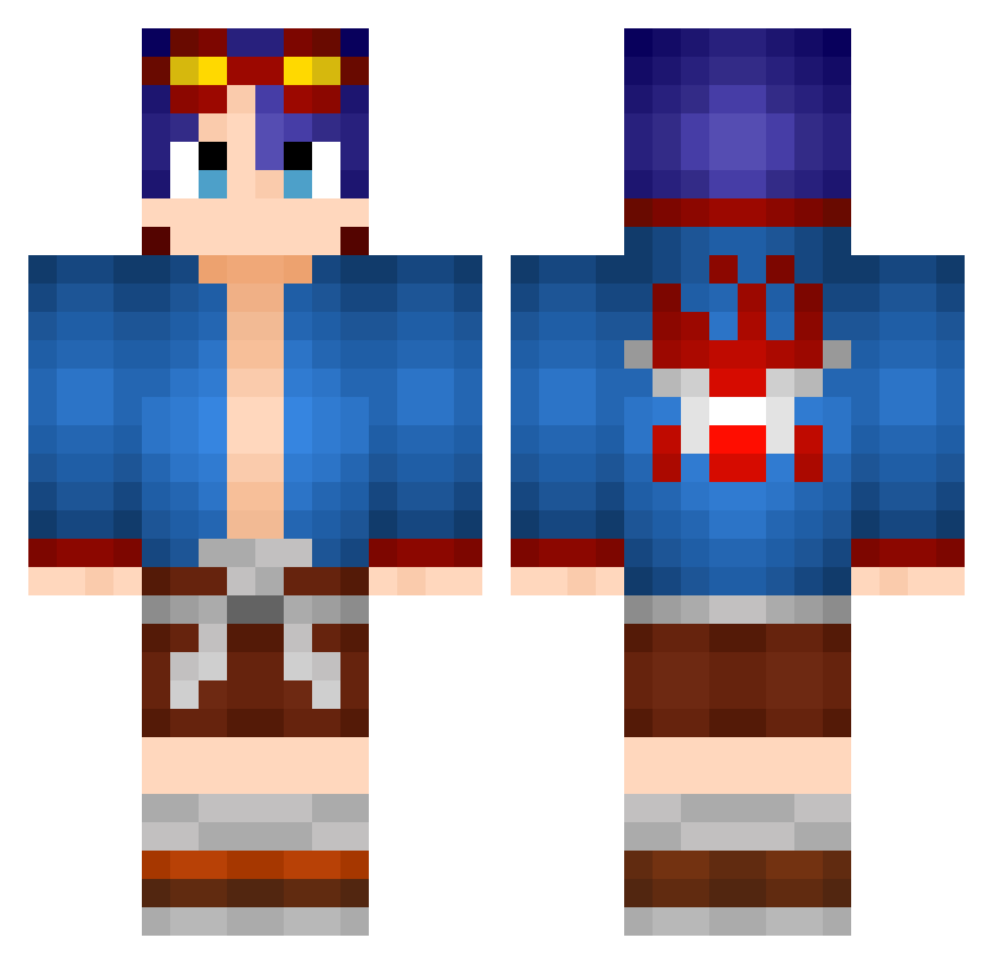 crixxc Minecraft skin, front and back view