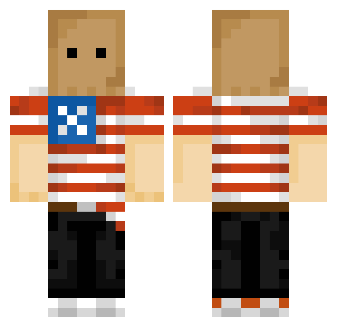 DudeinDabag Minecraft skin, front and back view