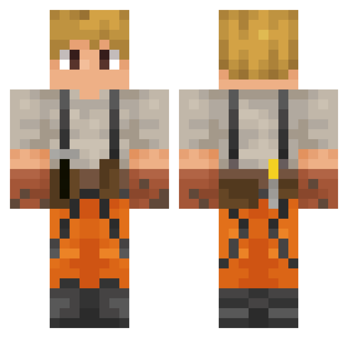 Wagering Minecraft skin, front and back view